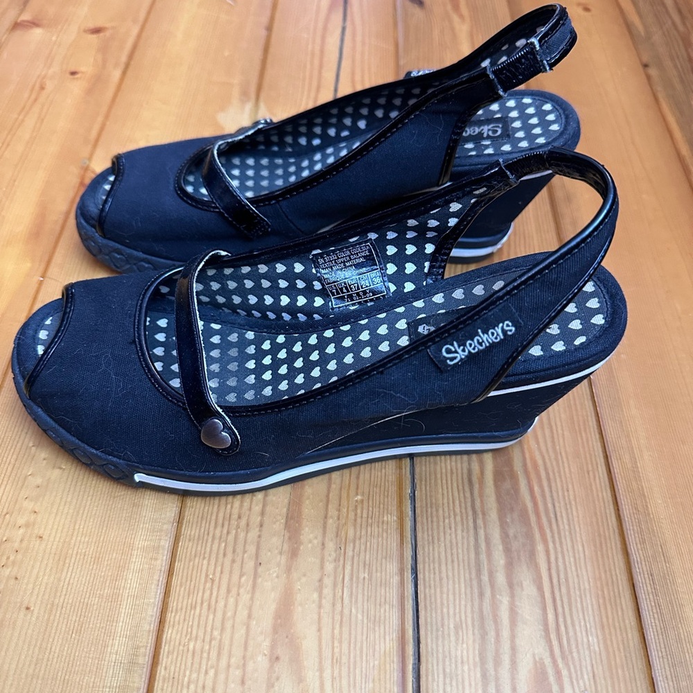 Skechers Peep Toe Wedge Sandals